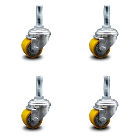 Service Caster Low Profile Polyurethane 35mm Wheel 1/2 Inch Threaded Stem Caster SCC, 4PK SCC-TS04S13810-PUB-121315-4